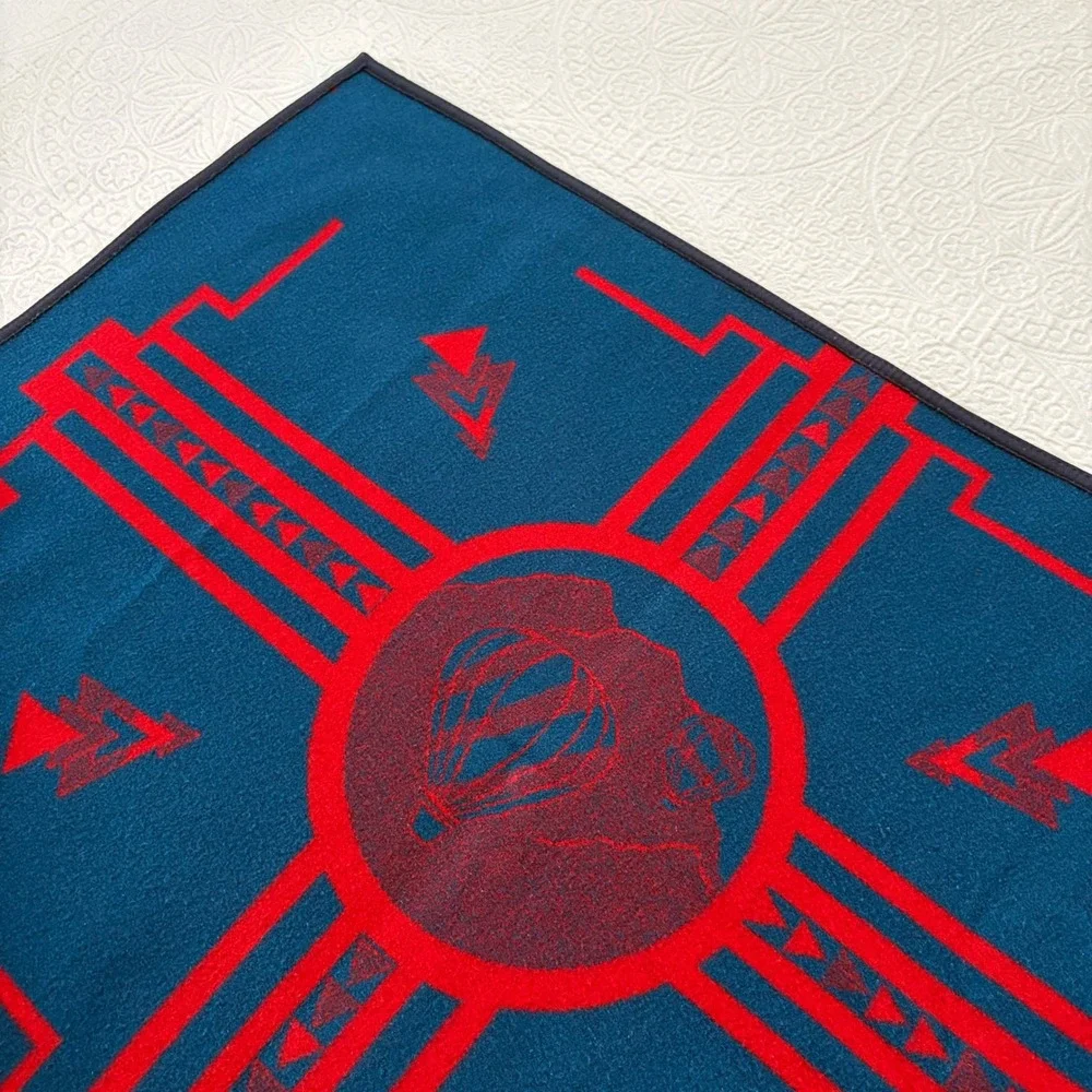 RARE‎ Pendleton Made in USA Wool Hot Air Balloon Blanket, Red / Blue (32